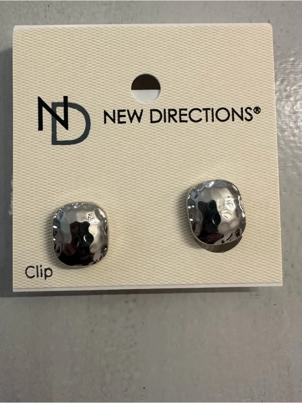 New Directions Women's Silver Textured Clip-On Earrings NWT